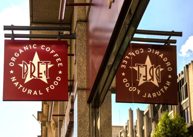 Photo shows the front of a Pret A Manger Cafe. Pret has launched a new vegan Korean BBQ tofu "Super Plate"