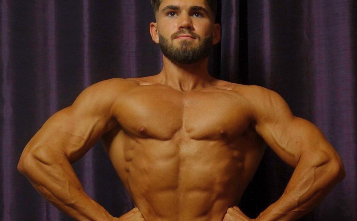 Photo shows Joey Bilotech, one of the two vegan bodybuilders who took first place at a recent OCB Spring Naturals competition