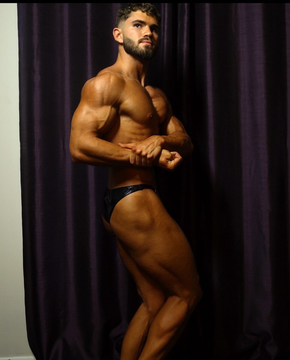 Photo shows Joey Bilotech, one of the two vegan bodybuilders who took first place at a recent OCB Spring Naturals competition