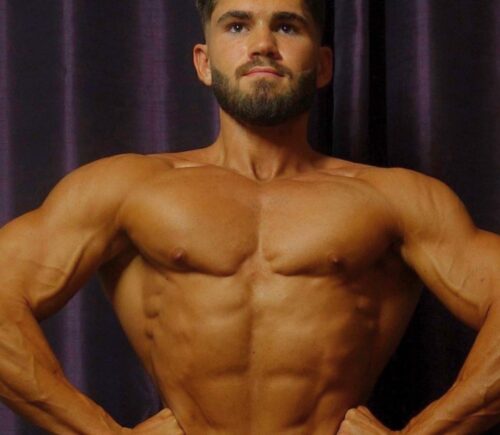 Photo shows Joey Bilotech, one of the two vegan bodybuilders who took first place at a recent OCB Spring Naturals competition