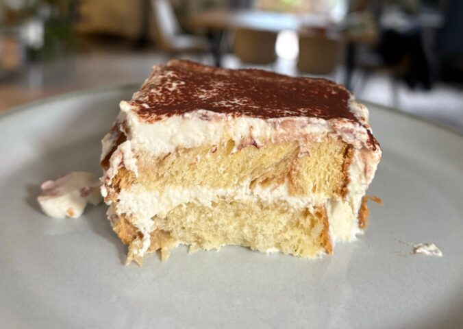 vegan Greek tiramisu with tofu and tsureki