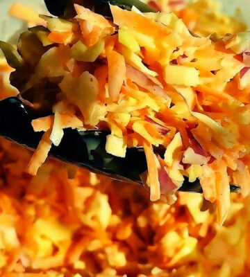 Vegan Jamaican coleslaw with cabbage, scotch bonnet, vegan mayo, sugar, lime and more