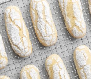 Vegan Ladyfingers Biscuits with aquafaba and lemon zest