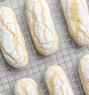 Vegan Ladyfingers Biscuits with aquafaba and lemon zest