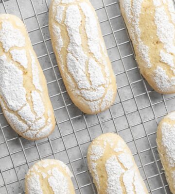 Vegan Ladyfingers Biscuits with aquafaba and lemon zest