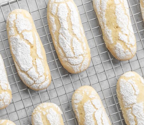 Vegan Ladyfingers Biscuits with aquafaba and lemon zest