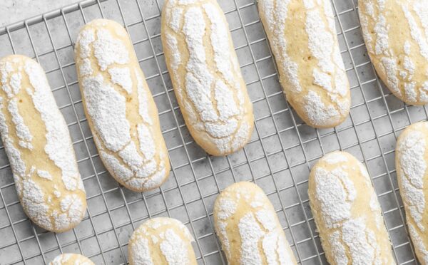 Vegan Ladyfingers Biscuits with aquafaba and lemon zest