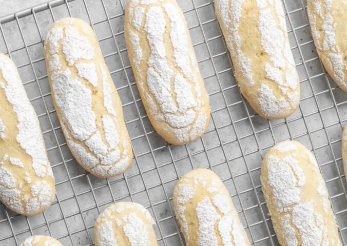 Vegan Ladyfingers Biscuits with aquafaba and lemon zest