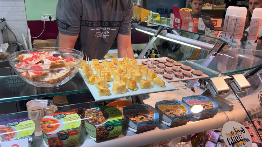 This stall at Santa Caterina Market in Barcelona is a stop on Reyes' vegan food tour of Spain