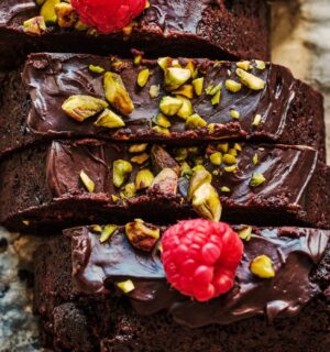 Flourless Chocolate Pistachio Raspberry Torte with almond flour and silken tofu, raspberry recipes