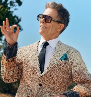 Photo shows Kevin Bacon holding up a single bean. Kevin Bacon has suggested swapping meat for beans on a Wednesday to improve your health, harm fewer animals, and protect the planet