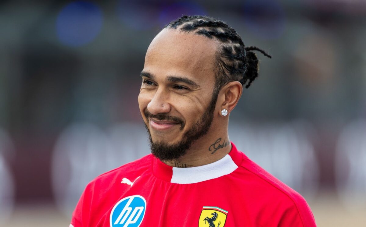 Photo shows celebrated vegan race car driver Lewis Hamilton, who has recently begun dating Kim Kardashian
