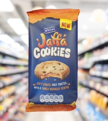 Photo shows a pack of Jaffa Cookies, the new vegan Jaffa Cake style product from McVitie's.