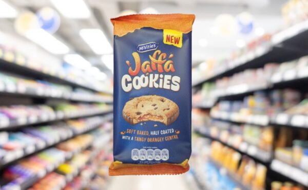 Photo shows a pack of Jaffa Cookies, the new vegan Jaffa Cake style product from McVitie's.