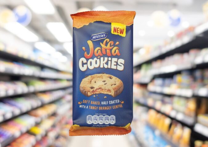 Photo shows a pack of Jaffa Cookies, the new vegan Jaffa Cake style product from McVitie's.