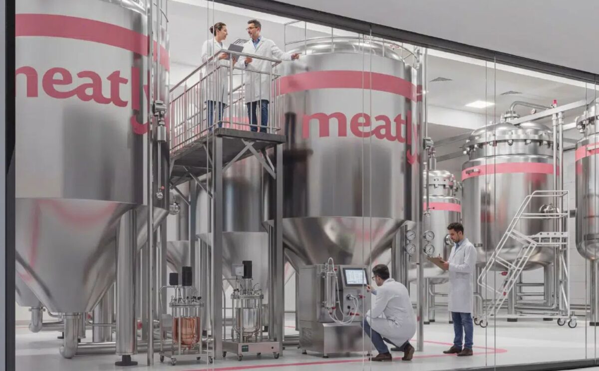 Photo shows some of the production facilities at a Meatly factory. Meatly is building Europe’s largest cultivated meat production facility in London, UK
