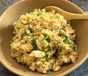 Preserved Lemon Bulgur Salad with an olive oil and mustard dressing