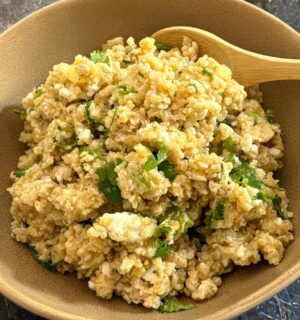 Preserved Lemon Bulgur Salad with an olive oil and mustard dressing