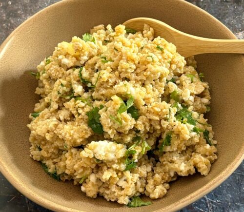 Preserved Lemon Bulgur Salad with an olive oil and mustard dressing