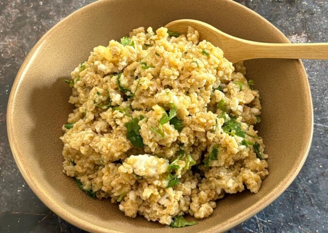 Preserved Lemon Bulgur Salad with an olive oil and mustard dressing