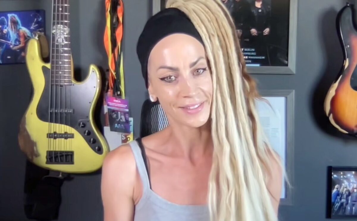 Photo shows vegan rock star Tanya O'Callaghan during a recent interview with Plant Based News