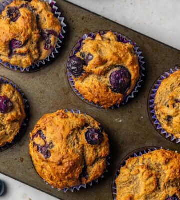 vegan protein blueberry muffins with silken tofu and pea protein powder