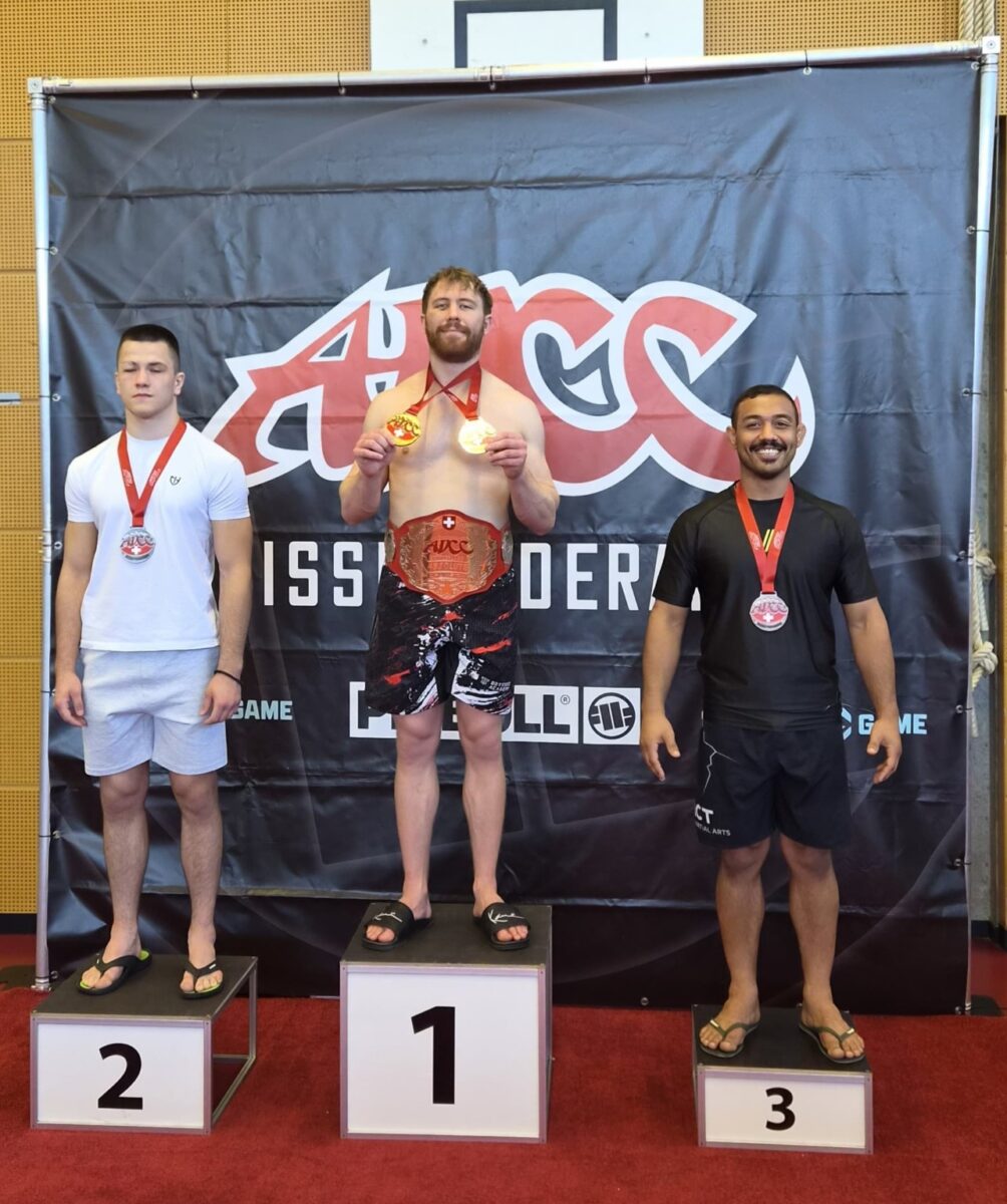 Photo shows Benjamin Tettü, a longtime vegan and black belt in Brazilian jiu-jitsu, who won both the Adult Professional under 100kg category and the Adult Professional Open Weight category at the recent ADCC Switzerland Open in Zürich
