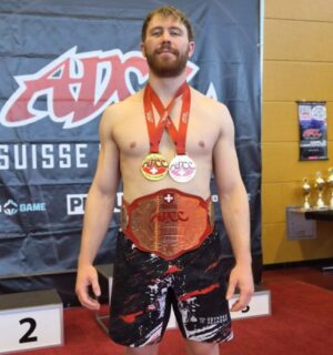 Photo shows Benjamin Tettü, a longtime vegan and black belt in Brazilian jiu-jitsu, who won both the Adult Professional under 100kg category and the Adult Professional Open Weight category at the recent ADCC Switzerland Open in Zürich