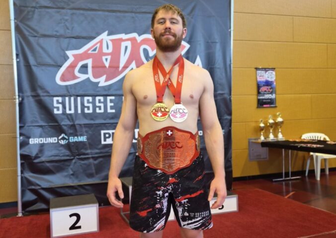 Photo shows Benjamin Tettü, a longtime vegan and black belt in Brazilian jiu-jitsu, who won both the Adult Professional under 100kg category and the Adult Professional Open Weight category at the recent ADCC Switzerland Open in Zürich