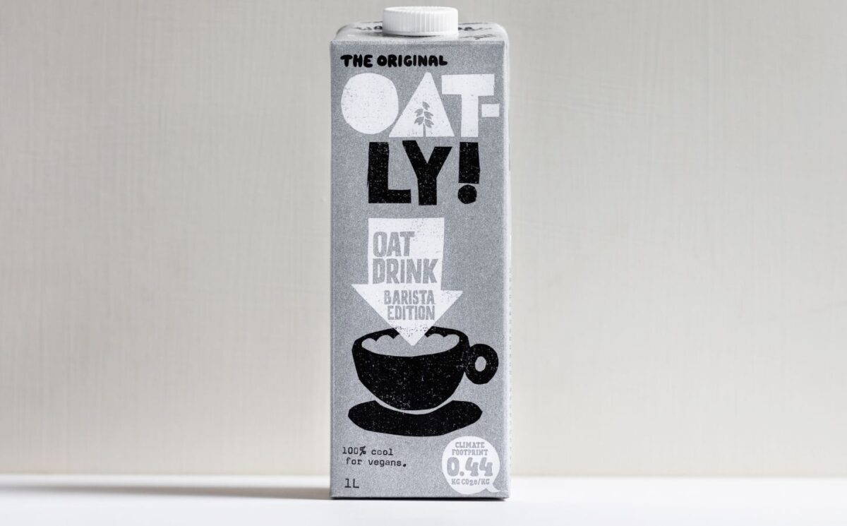 Photo shows a carton of Oatly's Barista oat milk. Oatly has reported profitable growth in the second quarter of 2026, primarily driven by sales of its Barista milk line
