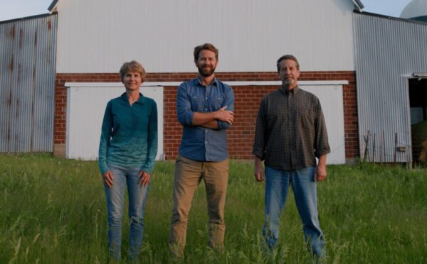 Photo shows some of the members of the Faaborg family, who own the 1100 Farm but previously spent three decades farming pigs. The former pig farm has transformed into a speciality mushroom growing operation with support from The Transfarmation Project