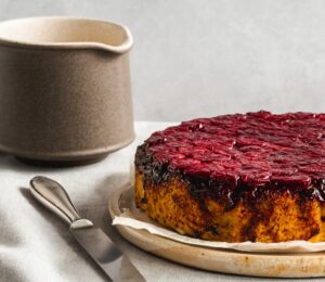 gluten-free upside down sour cherry cake with creme anglaise for vegan cherry recipes