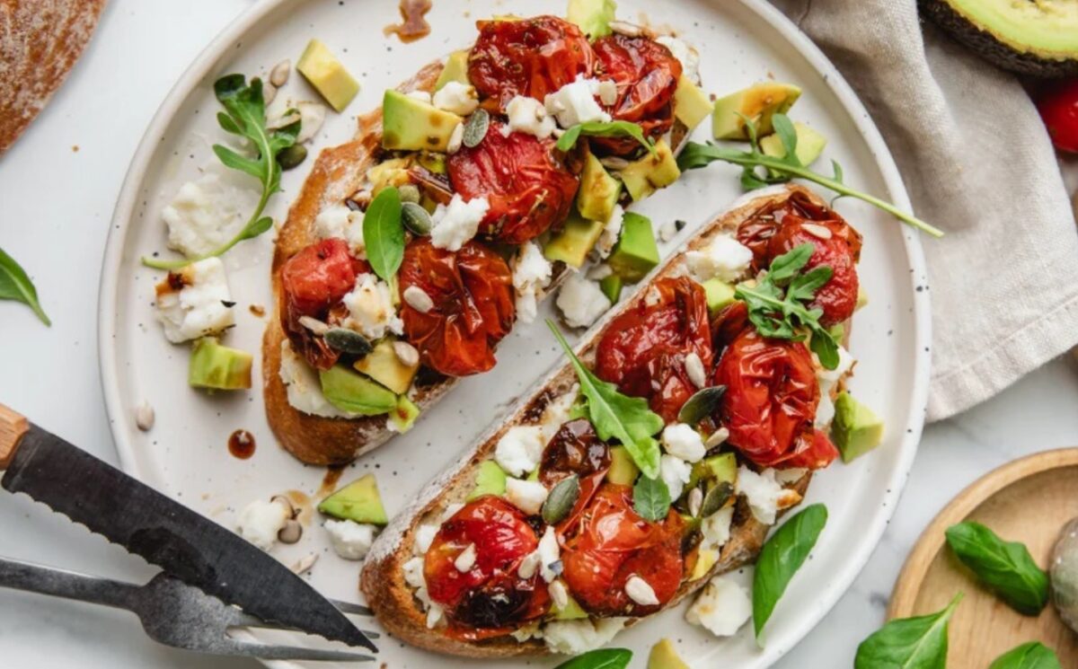 Avocado Sandwiches With Cherry Tomatoes And Feta Cheese for basic vegan meals