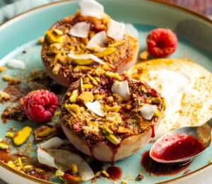 grilled peaches with raspberry glaze for plant-based peach recipes