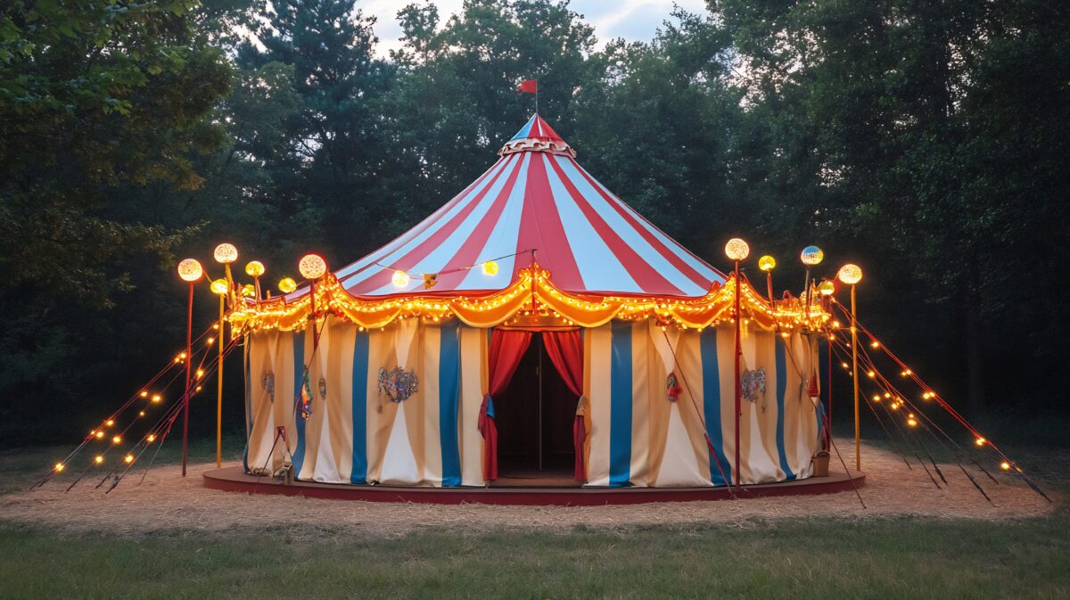 Photo shows a traditional circus tent in a wooded clearing. Hungary has announced a complete ban on the use of wild animals in circuses