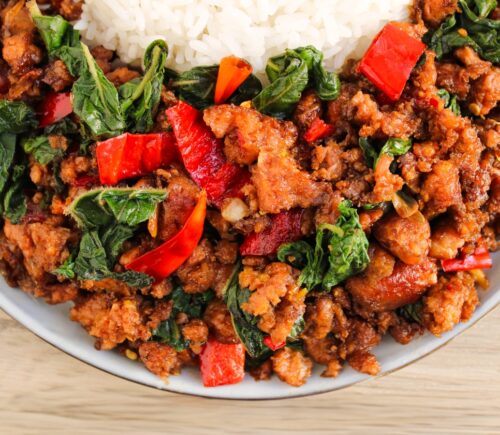Pad Kaprao (Stir-Fried Vegan Mince With Holy Basil)