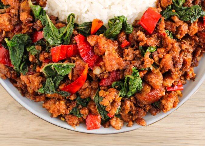 Pad Kaprao (Stir-Fried Vegan Mince With Holy Basil)
