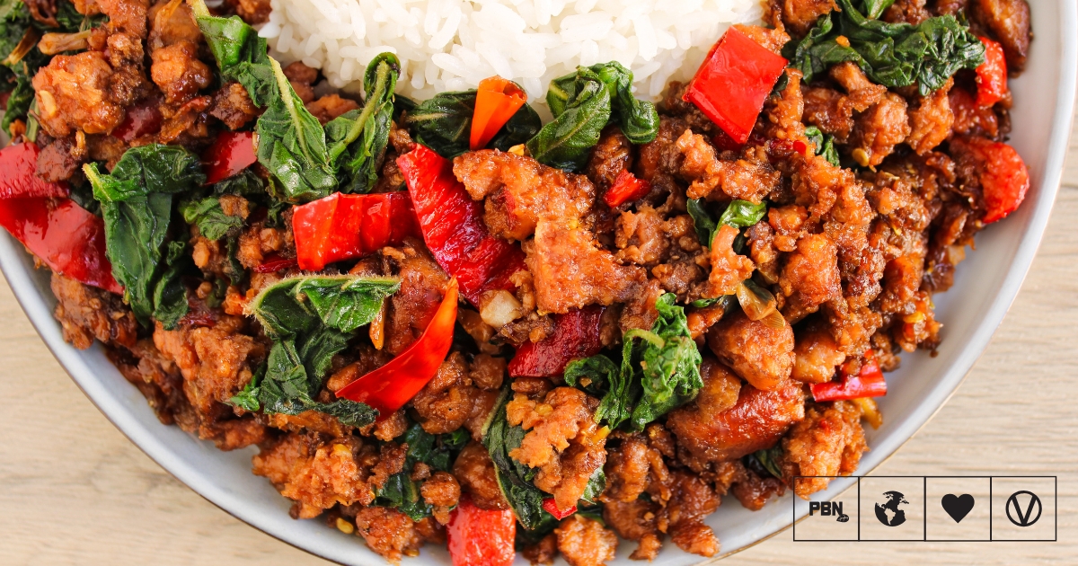 Pad Kaprao (Stir-Fried Vegan Mince With Holy Basil)