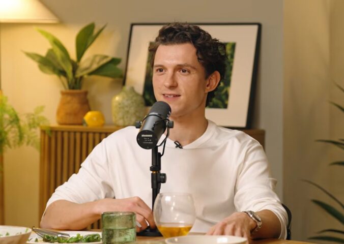 Photo shows 'Spider-Man: Brand New Day' actor Tom Holland during a recent appearance on the Dish' podcast, where he described cooking "veggie dishes" for Zendaya, who "doesn't eat meat," from his brother Sam's new cookbook