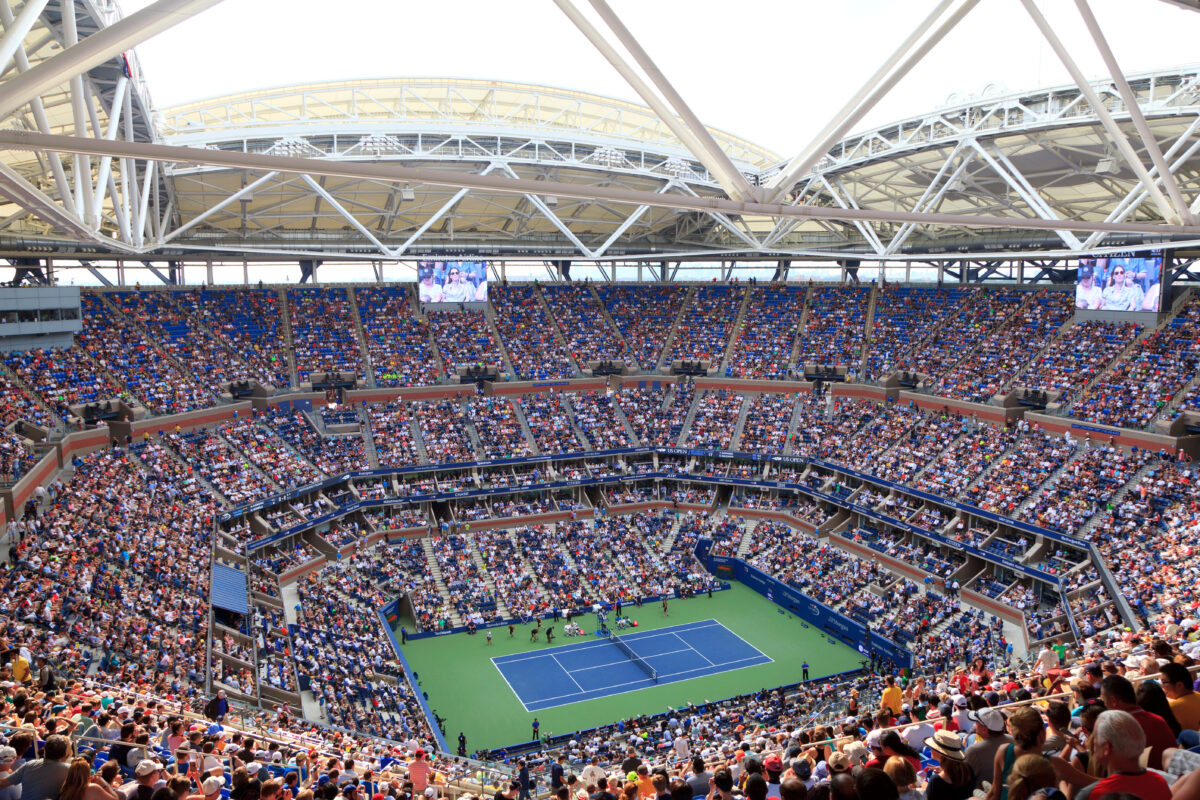 Photo shows the inside of USTA Billie Jean King National Tennis Center during a US Open event