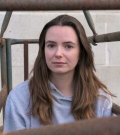 Photo shows Animal Rising campaigner Michelle Farnham, who said that she experienced “muscle wastage” less than 10 days into her 21-day stay inside a pig farrowing crate