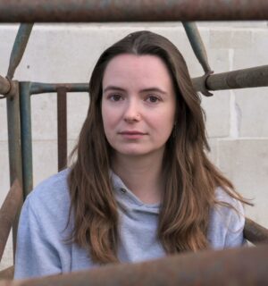 Photo shows Animal Rising campaigner Michelle Farnham, who said that she experienced “muscle wastage” less than 10 days into her 21-day stay inside a pig farrowing crate