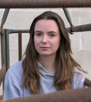 Photo shows Animal Rising campaigner Michelle Farnham, who said that she experienced “muscle wastage” less than 10 days into her 21-day stay inside a pig farrowing crate