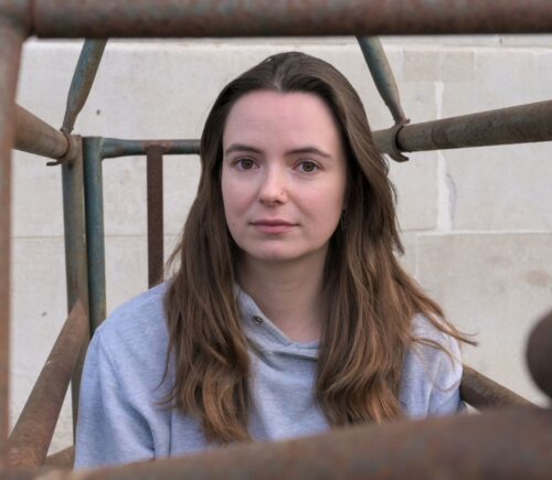 Photo shows Animal Rising campaigner Michelle Farnham, who said that she experienced “muscle wastage” less than 10 days into her 21-day stay inside a pig farrowing crate