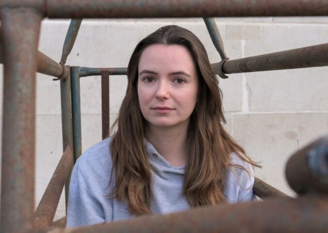 Photo shows Animal Rising campaigner Michelle Farnham, who said that she experienced “muscle wastage” less than 10 days into her 21-day stay inside a pig farrowing crate