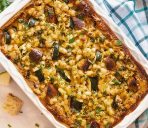 Loaded Zucchini Breakfast Casserole with tofu