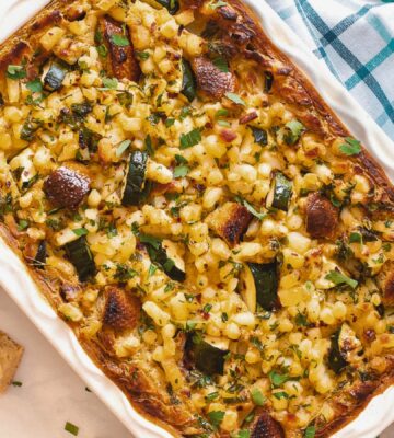 Loaded Zucchini Breakfast Casserole with tofu