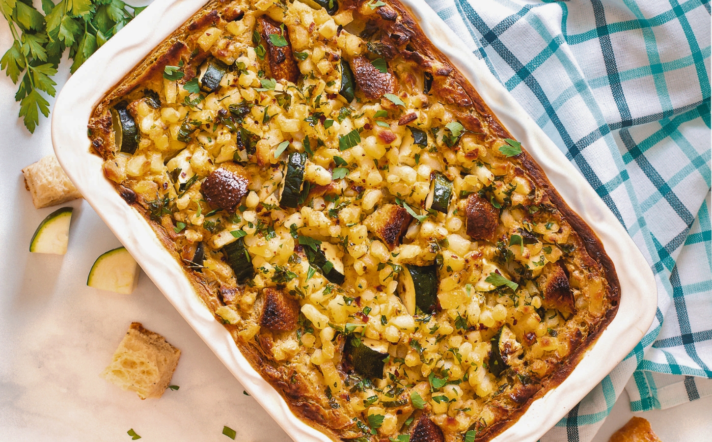 Loaded Zucchini Breakfast Casserole with tofu