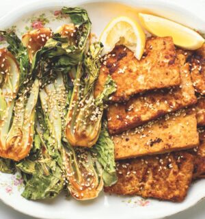 Miso-Mustard Tempeh With Roasted Baby Bok Choy