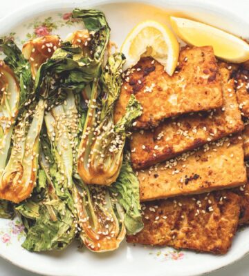 Miso-Mustard Tempeh With Roasted Baby Bok Choy